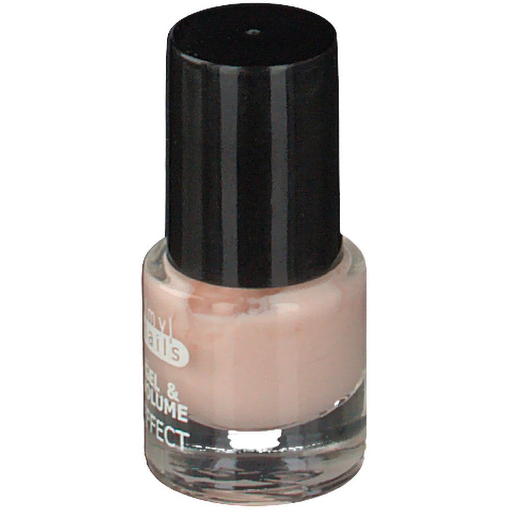 Flacone di smalto con tappo nero. Scritta: Imy nails, Gel & Volume Effect.