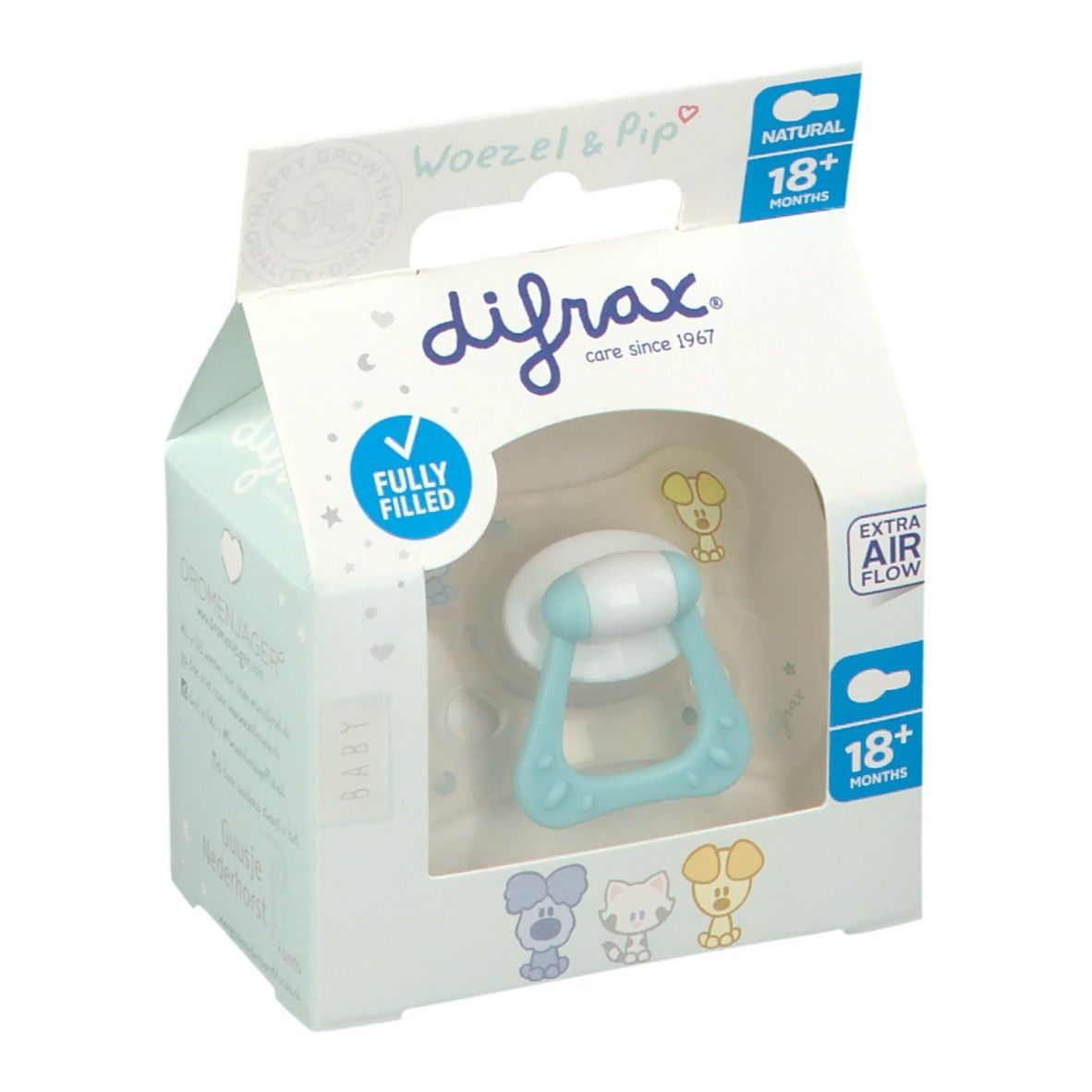 Difrax Pacifier Natural Woezel&Pip +18M