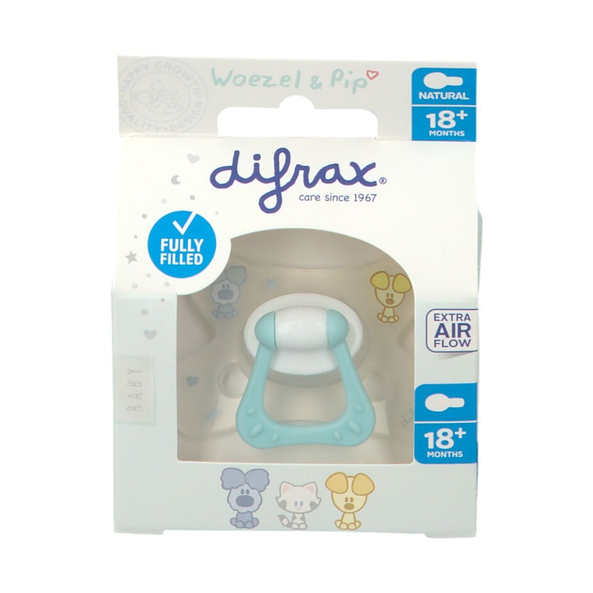 Difrax Pacifier Natural Woezel&Pip +18M