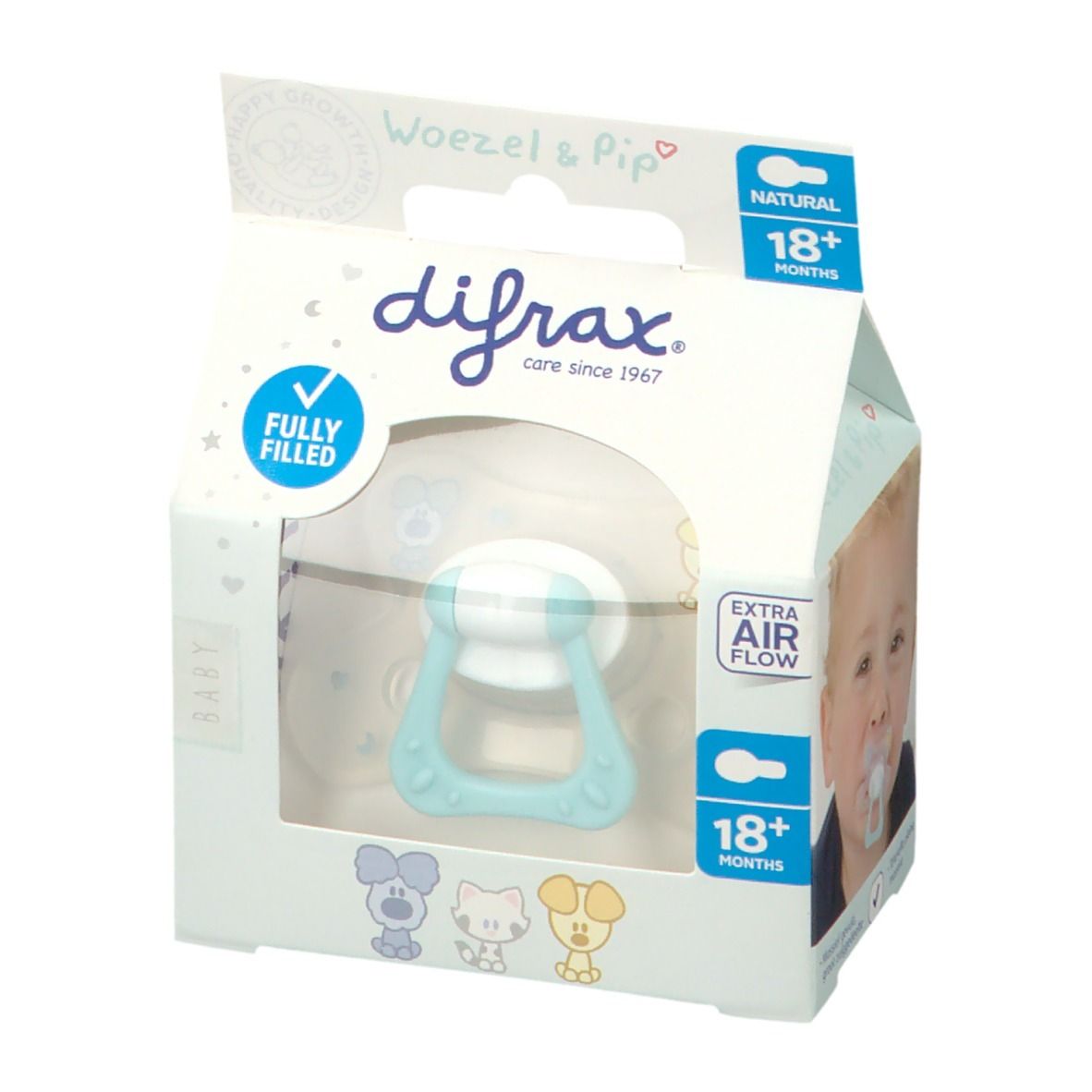 Difrax Pacifier Natural Woezel&Pip +18M