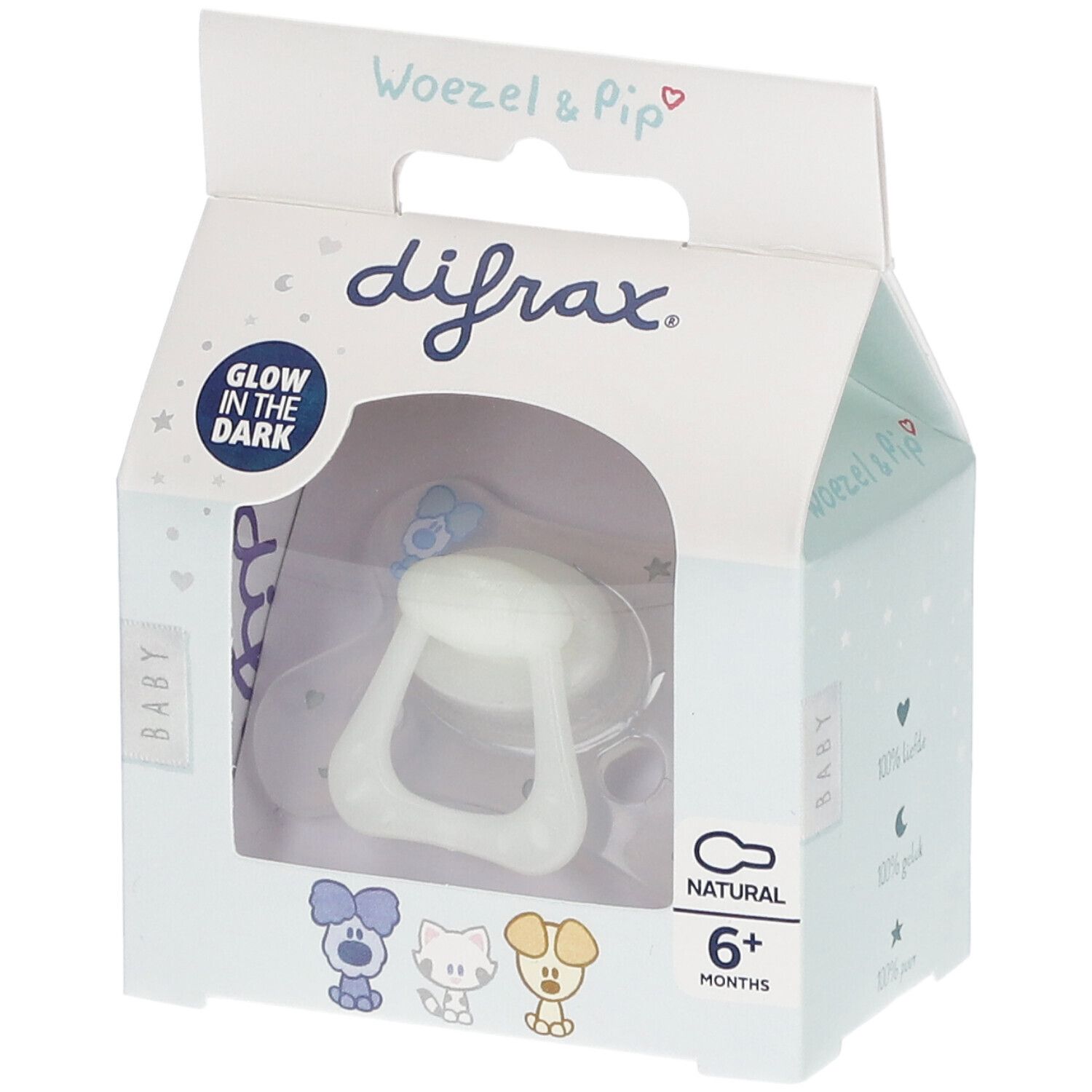 Difrax Pacifier Natural Woezel&Pip +6M