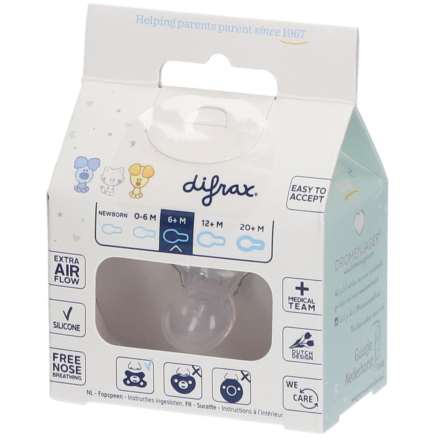 Difrax Pacifier Natural Woezel&Pip +6M