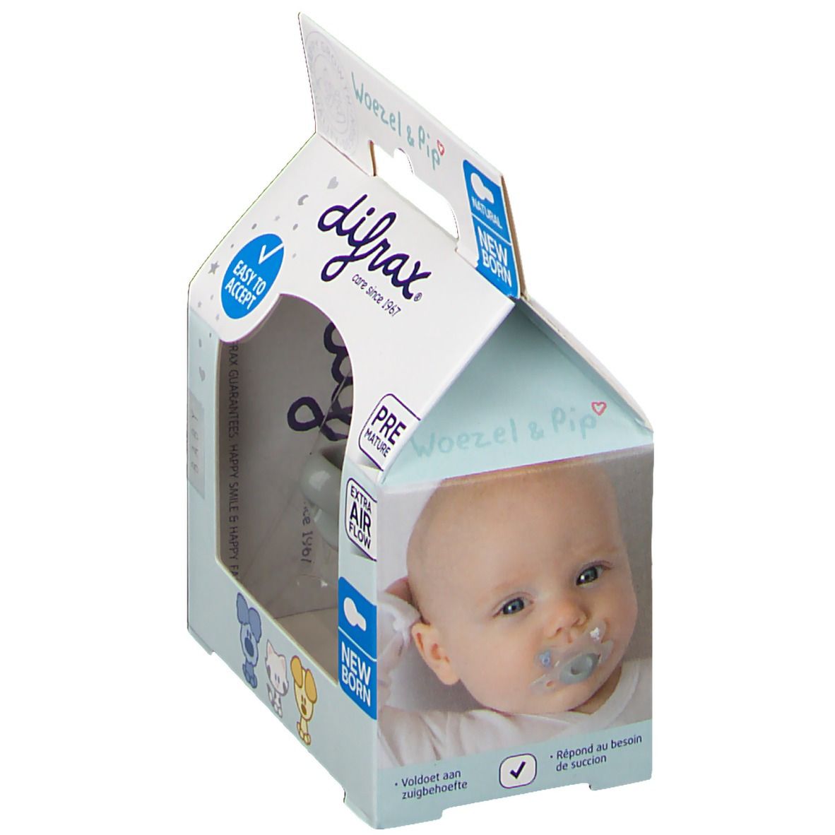 Difrax Pacifier Natural Woezel&Pip -2/+2 M