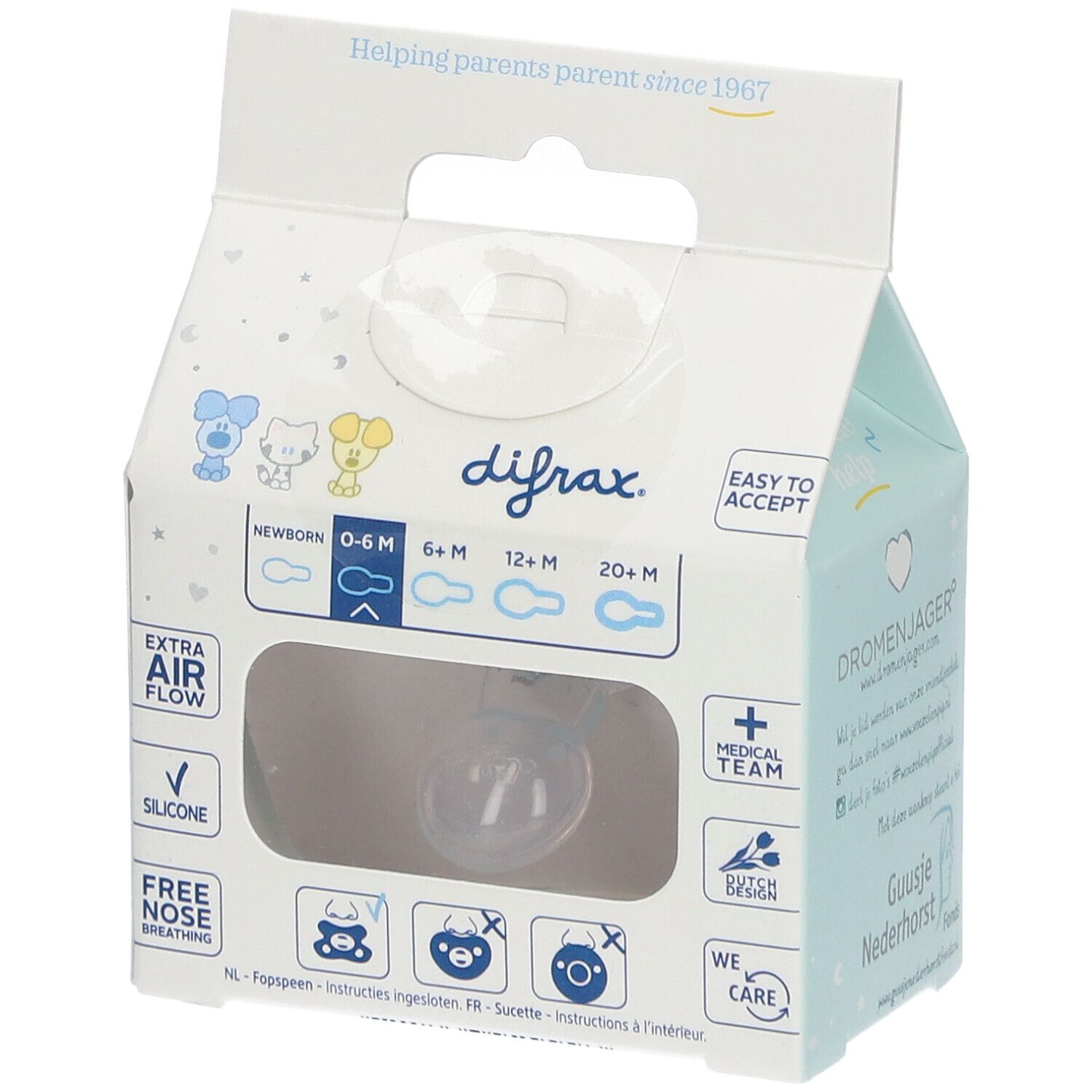 Difrax Pacifier Natural Woezel&Pip 0-6 M