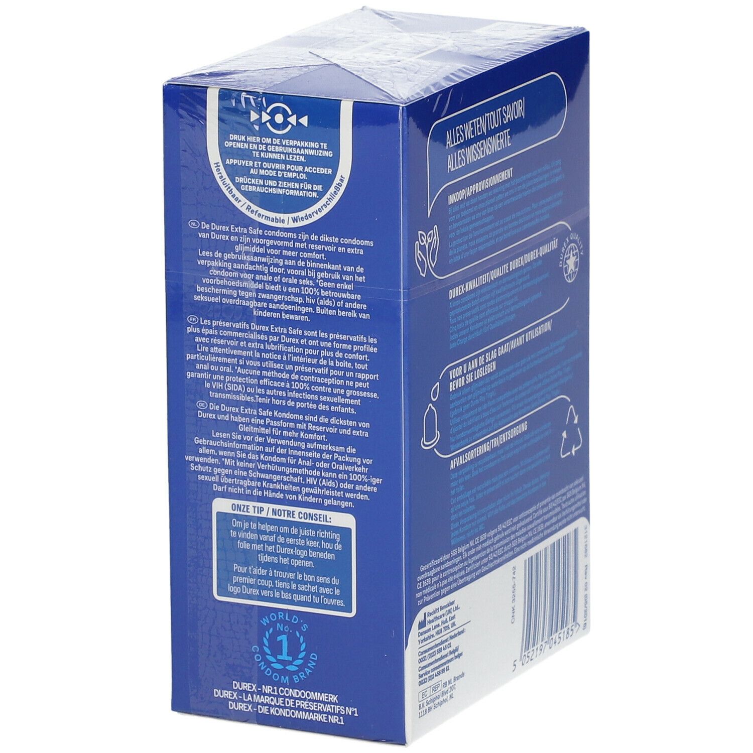 Confezione Durex Originals Extra Safe, 20 preservativi. Confezione Maxi Pack.
