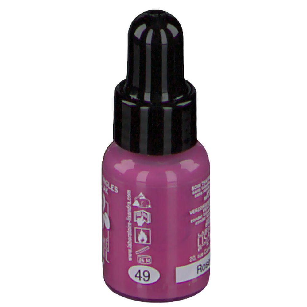 Flacone di smalto per unghie Persisch Pink. Tappo nero. Scritta: 49, Rose Persan. Avvertenze. Marchio: Cosmé Nail.