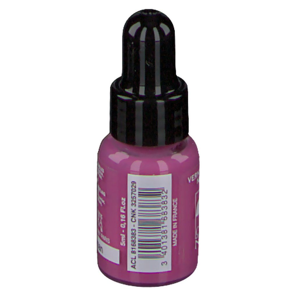 Flacone di smalto per unghie Persisch Pink. Tappo nero. Scritta: 5ml, 0,16 Fl.oz. Codice a barre. Prodotto in Francia.