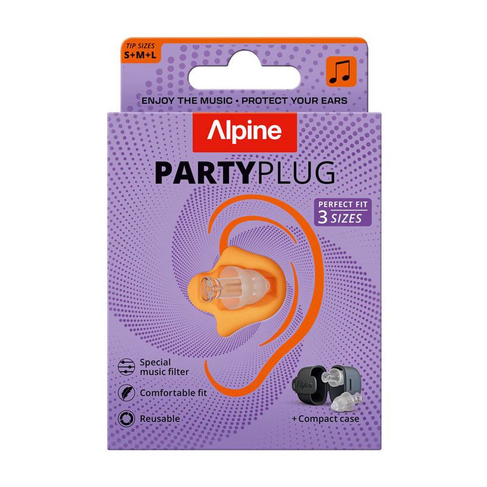 Confezione di tappi per le orecchie Alpine PartyPlug. Contiene tappi, protezione dell'udito e custodia. 3 taglie.