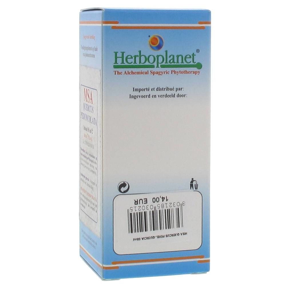 Confezione in cartone con informazioni sul prodotto. Marchio: Herboplanet. Testo in francese e olandese. Codice a barre e prezzo: 14,00 EUR.