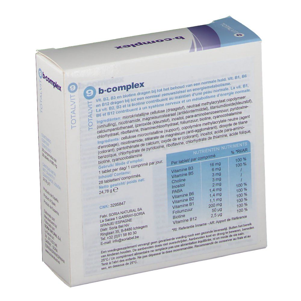 Soria Natural Totalvit 9 B-Complex 885 mg