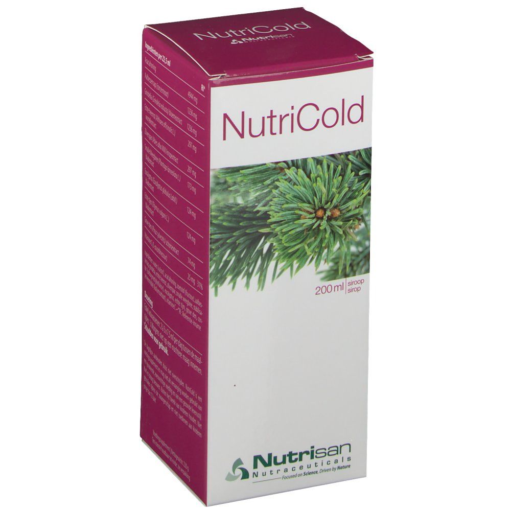 Confezione di cartone NutriCold con logo e immagine di ramo di pino. Contenuto 200 ml.
