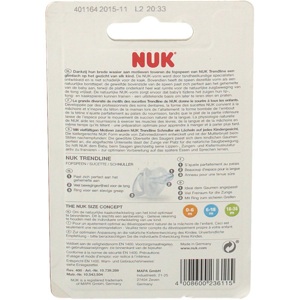 NUK Trendline Noukie's Blu Ciuccio 18 - 36 Mesi