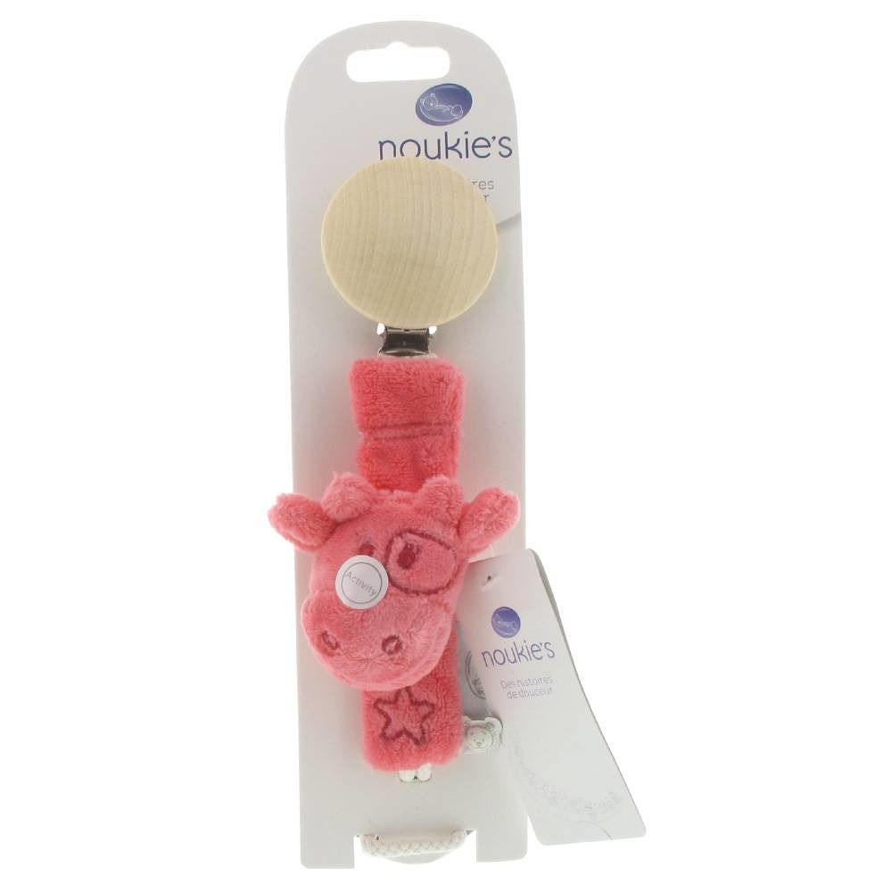 Noukies Pacifier Holder Lola Coral Pink