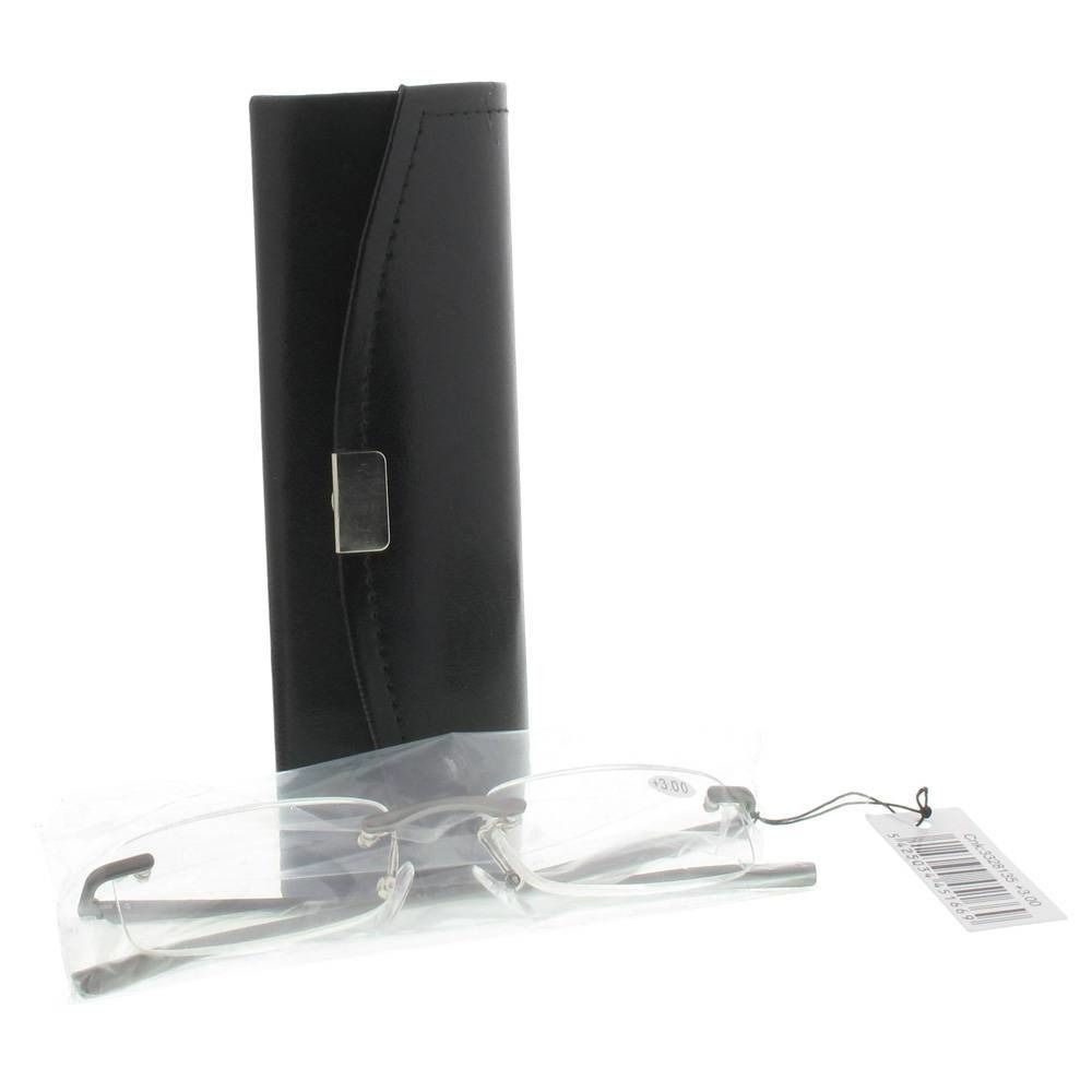 Pharmaglasses Reading Glasses Rimless Gun +3