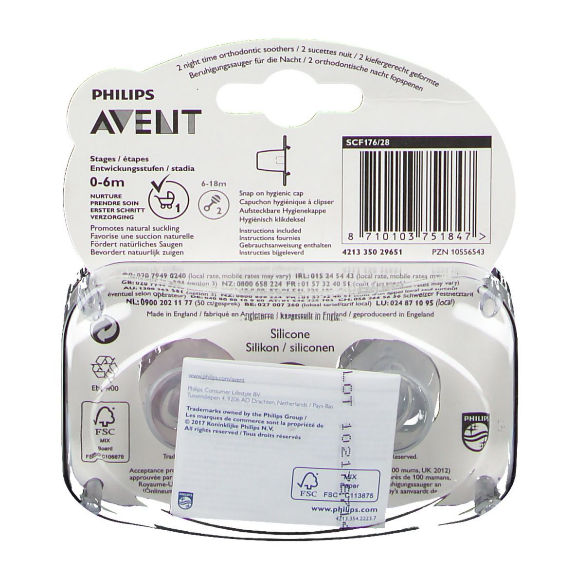 Avent Pacifier Silicone 0-6 Months Night Pink