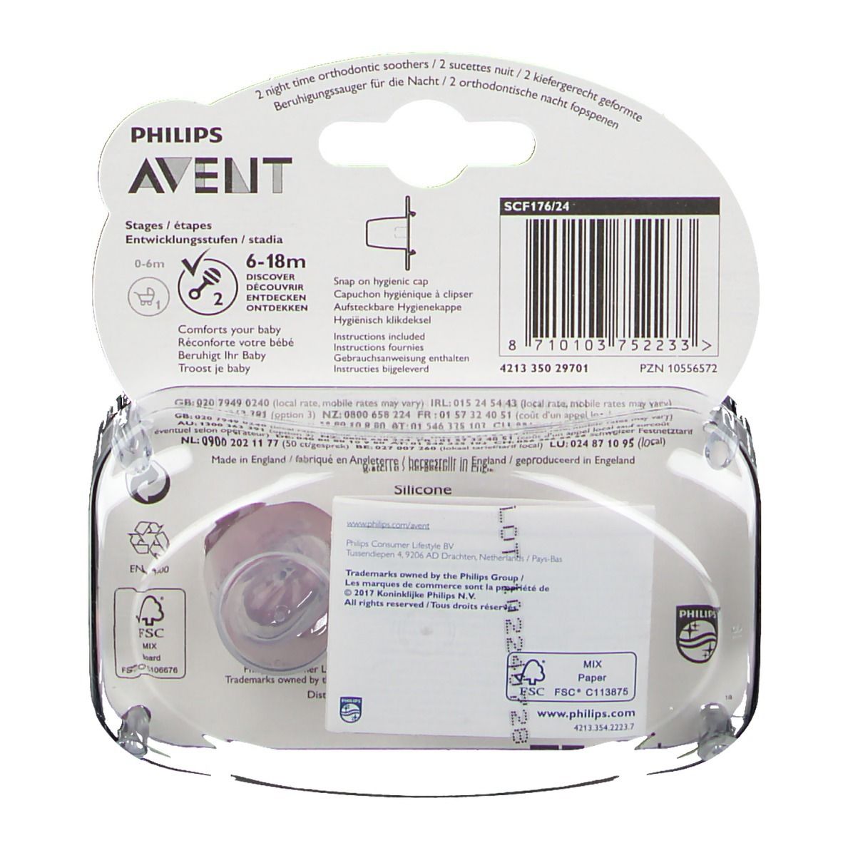 Avent Pacifier Silicone +6 Months Night Pink