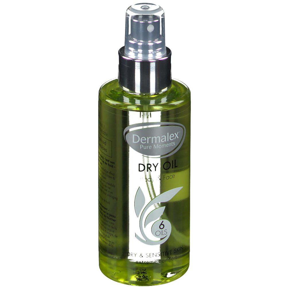 Olio secco in flacone spray. Dermalex Pure Moments, Dry Oil, 6 oli. Per pelli sensibili.