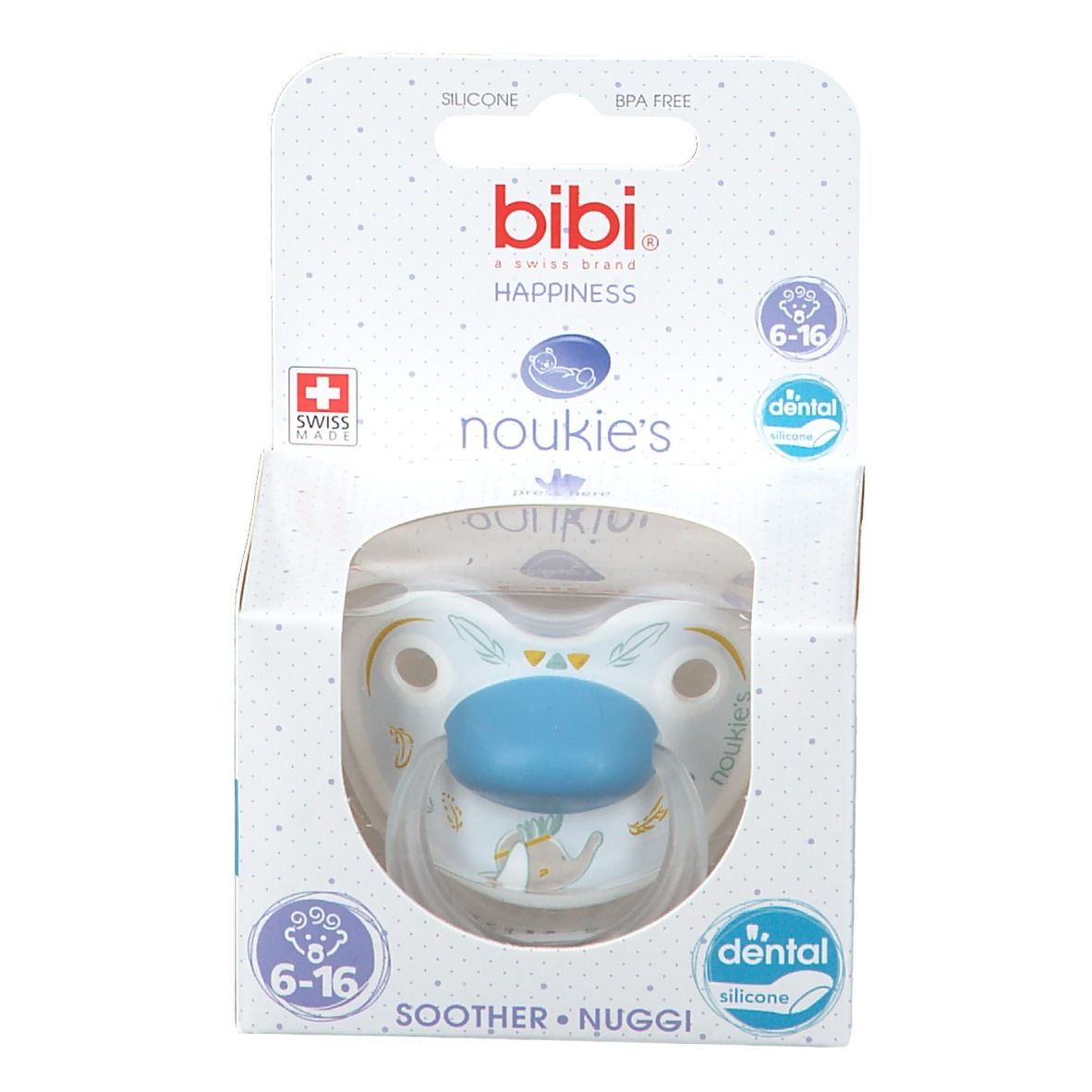 Nuby Bowtie Ciuccio Classico Ovale 6-12 Mesi | Con Protuberanze Per Massaggiare Le Gengive