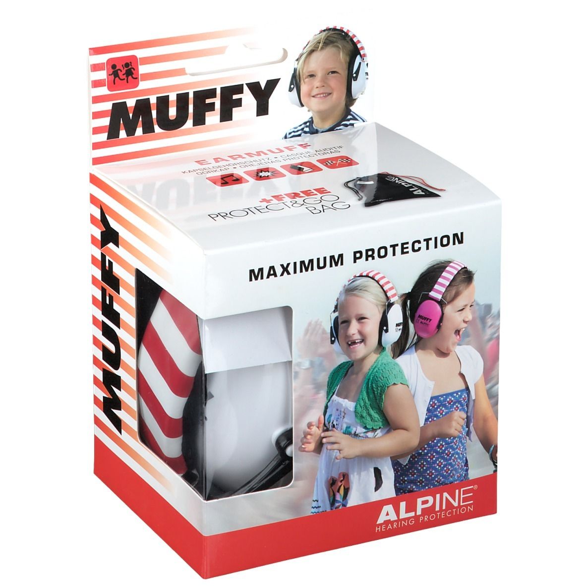 Alpine Muffy Kids Cuffia Bianco-Rosso