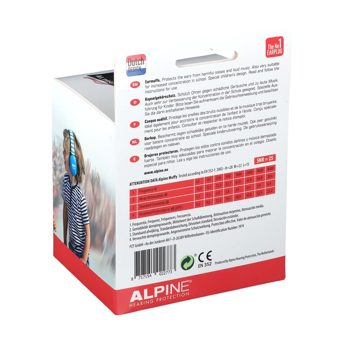 Alpine Muffy Kids Cuffia Bianco-Rosso