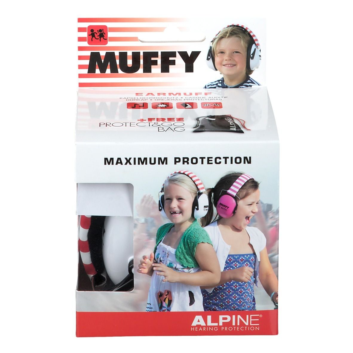 Alpine Muffy Kids Cuffia Bianco-Rosso