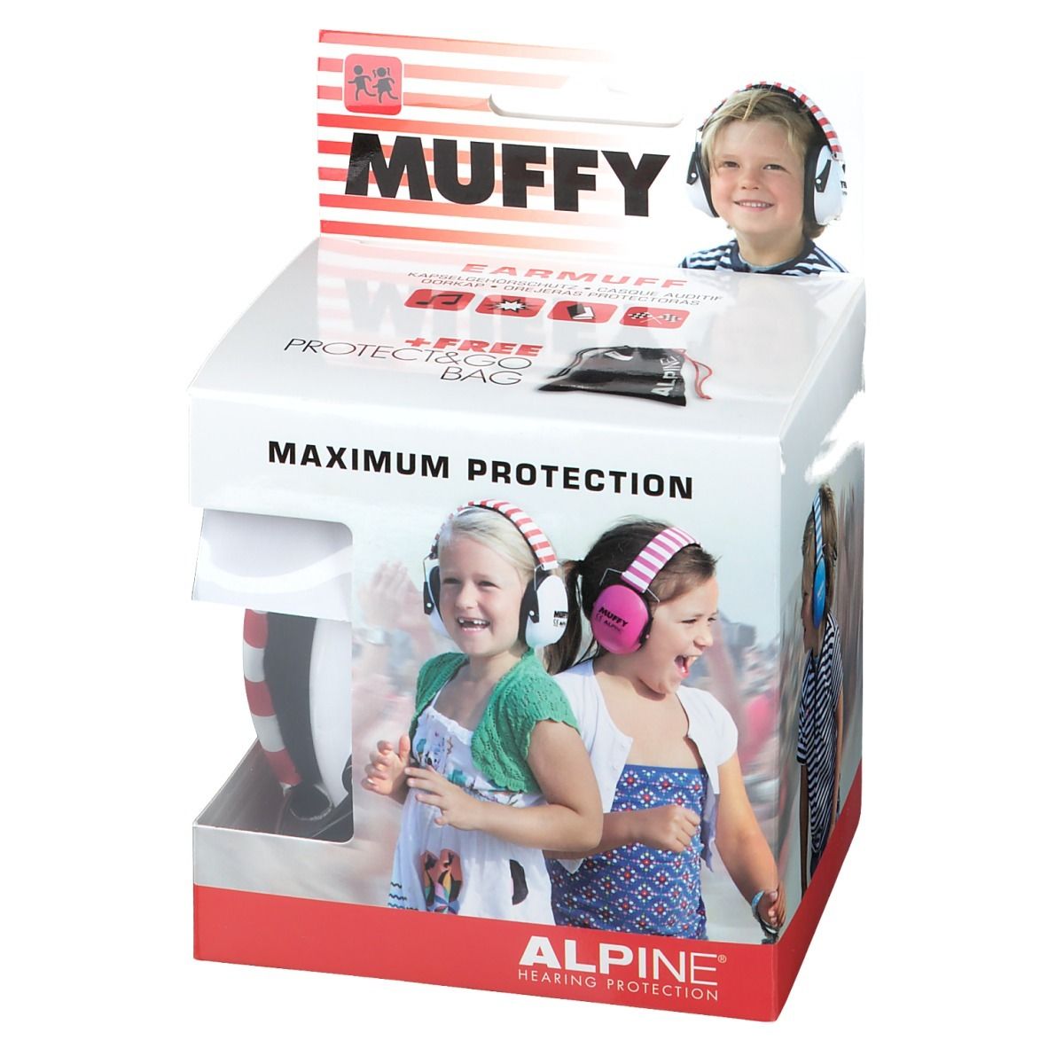 Alpine Muffy Kids Cuffia Bianco-Rosso