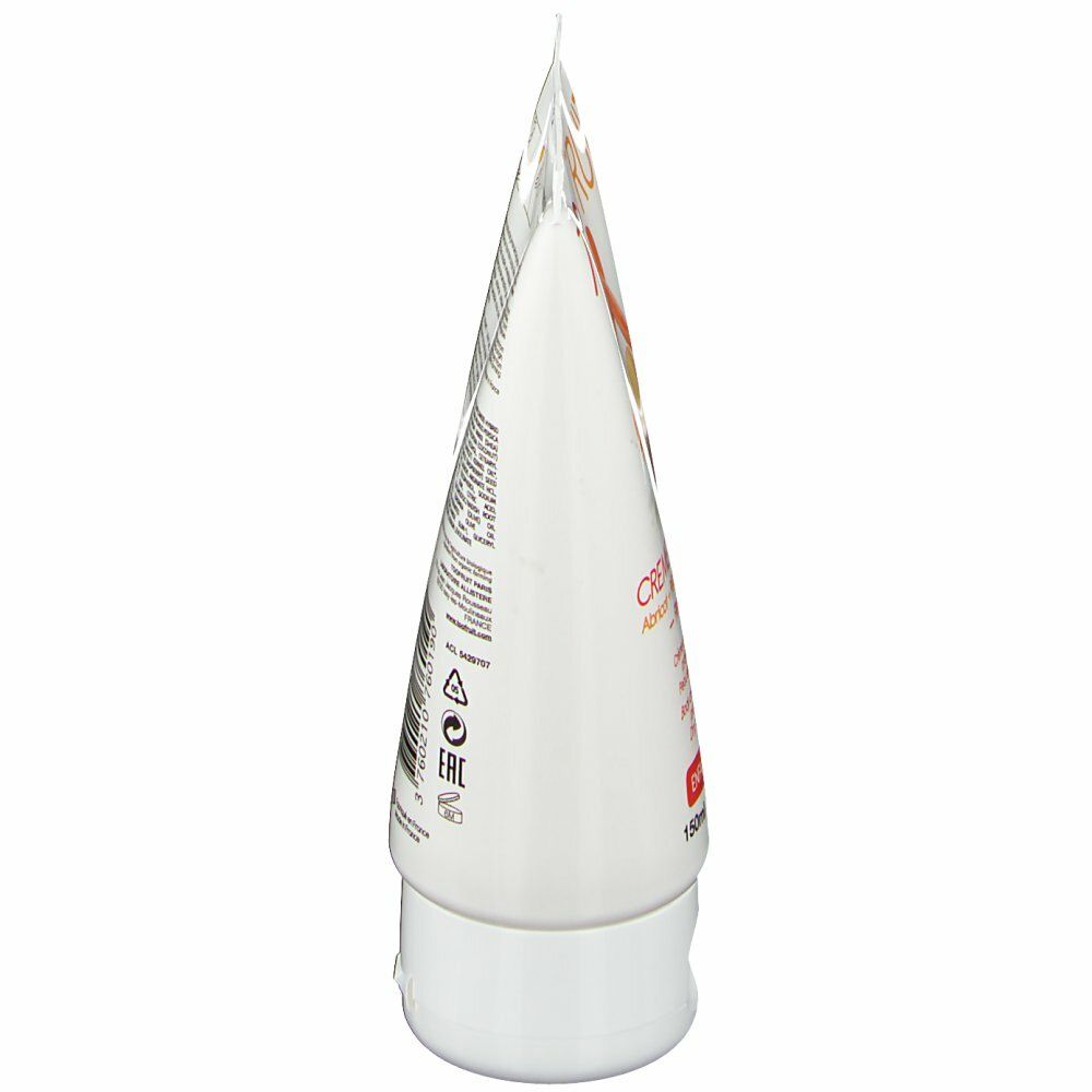 Tubo bianco, vista laterale. Testo: Crème Bodydoux. Informazioni multilingue.