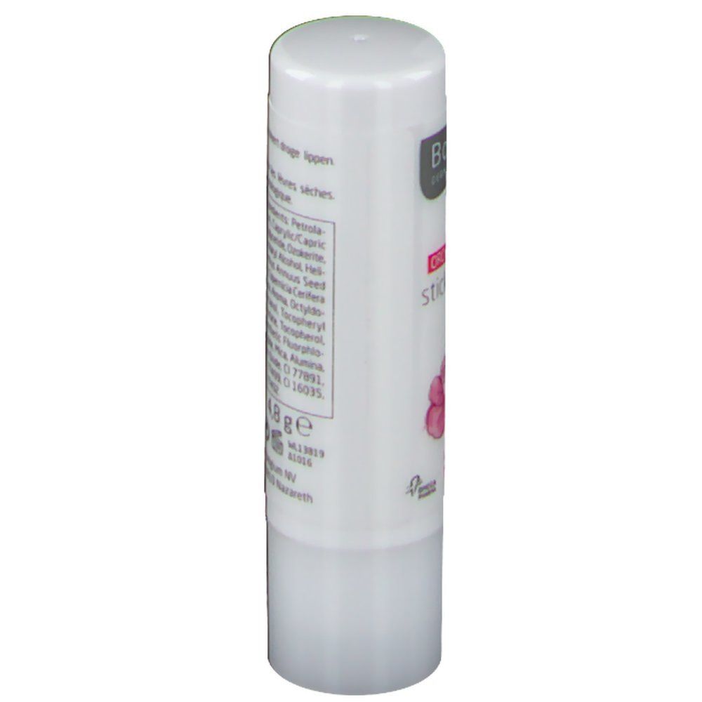 Stick labbra bianco. Retro con ingredienti, codice a barre e informazioni sul produttore.