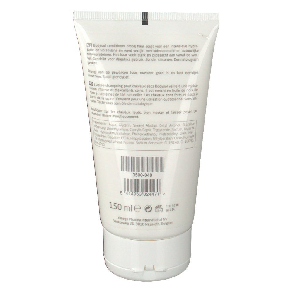 Retro del tubo bianco. Testo multilingue. 150 ml. Ingredienti e informazioni produttore.