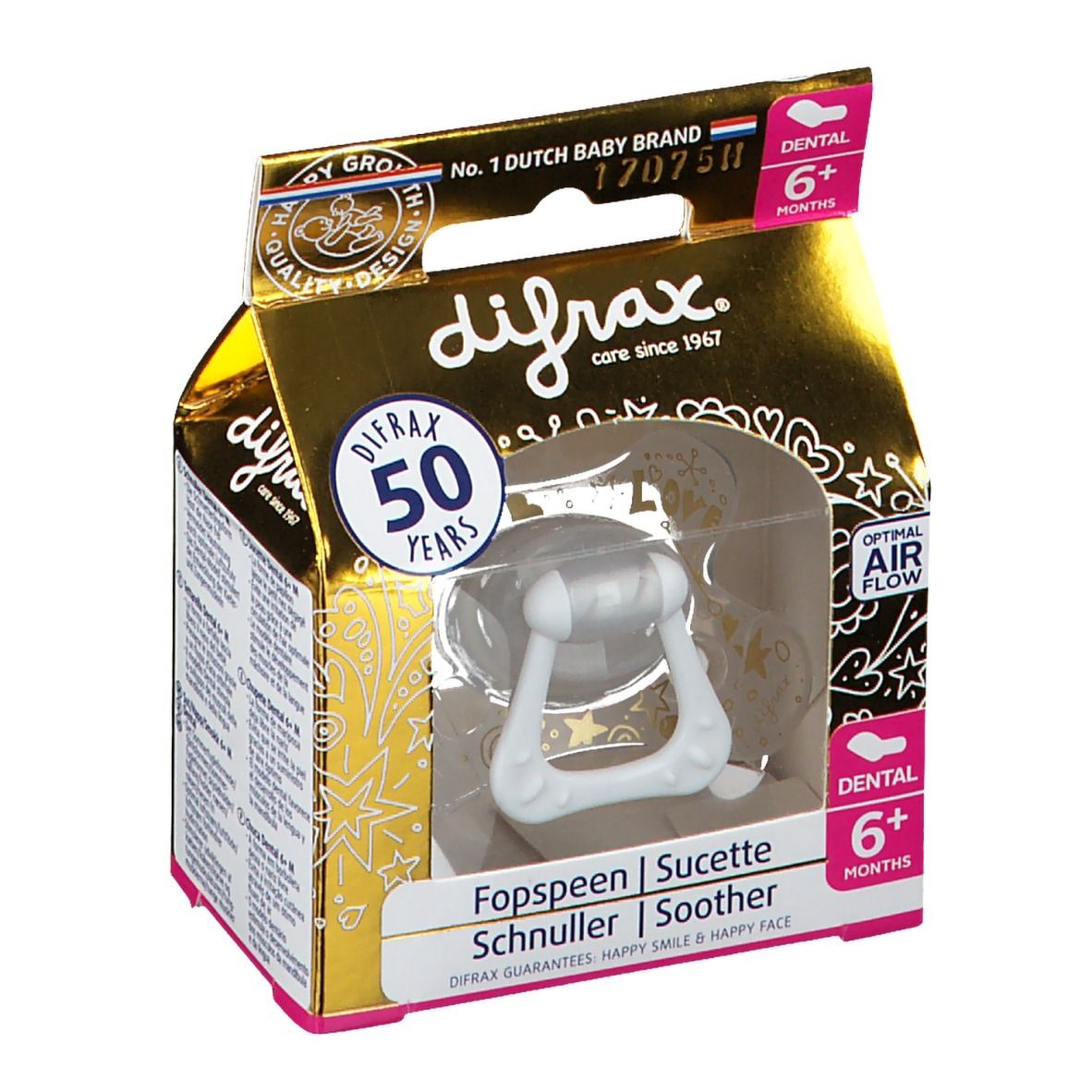 Difrax Pacifier Dental Gold 6+ Months