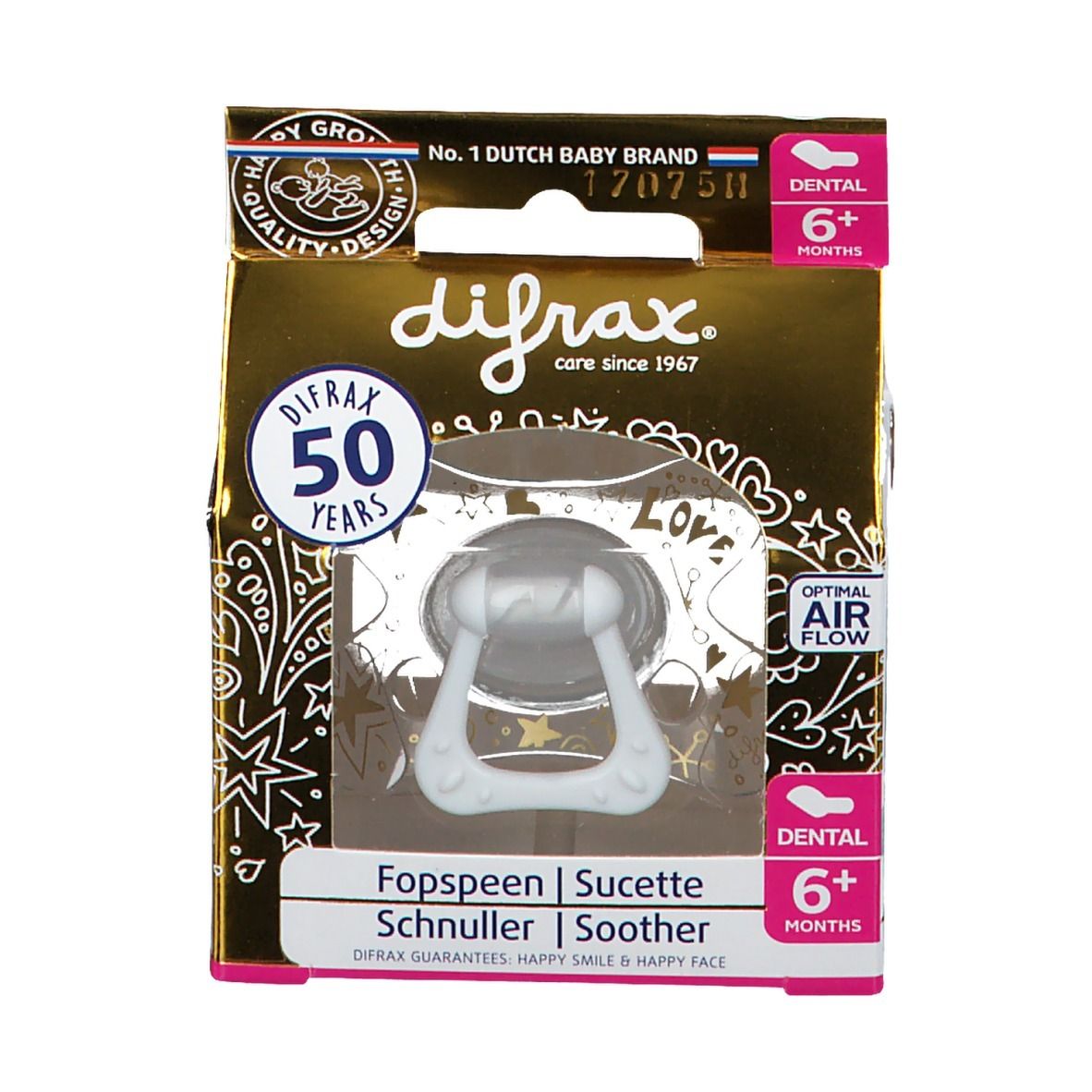 Difrax Pacifier Dental Gold 6+ Months