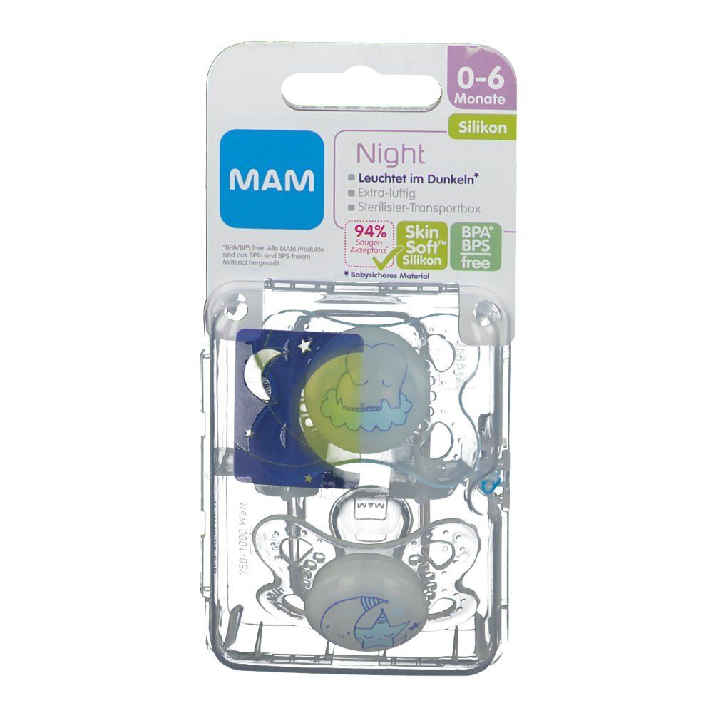 Mam Ciuccio Night Silicone Bambino 0-6Mesi