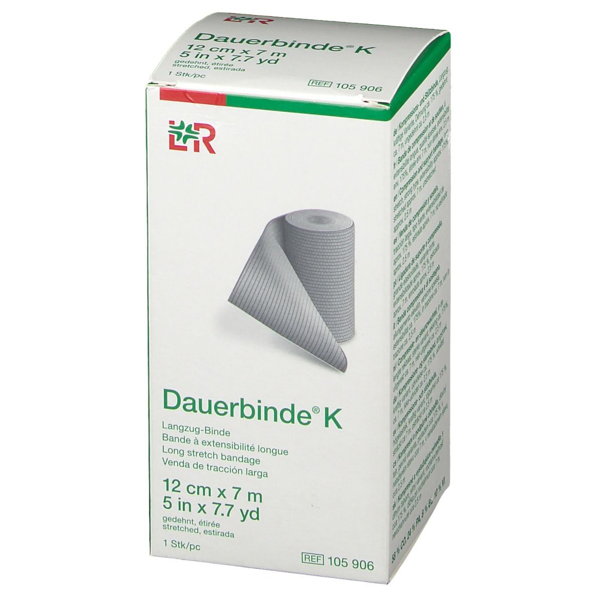 Confezione Dauerbinde® K, vista dettagliata della benda sul davanti.