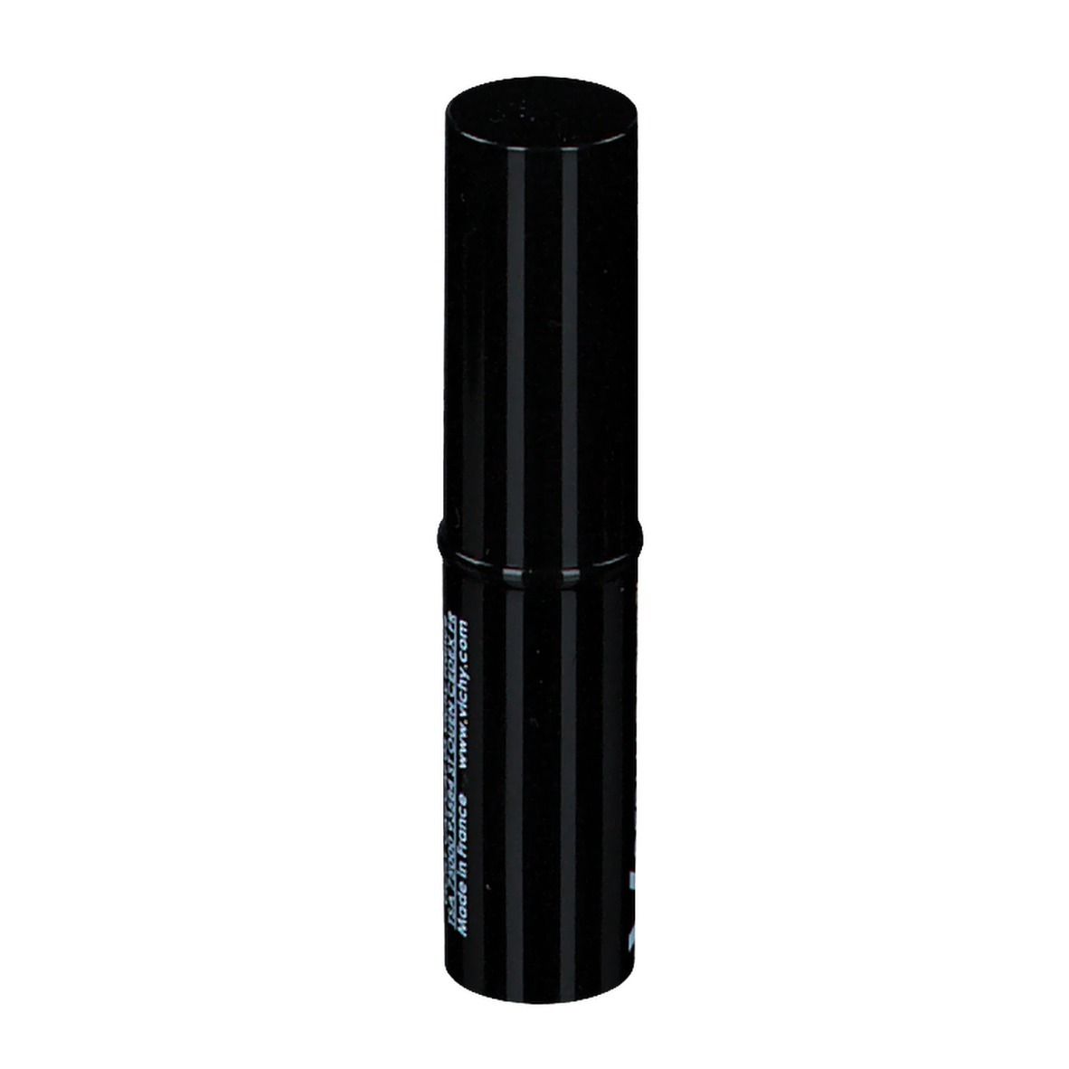 Stick correttivo nero. Strisce verticali. Informazioni sul produttore visibili.