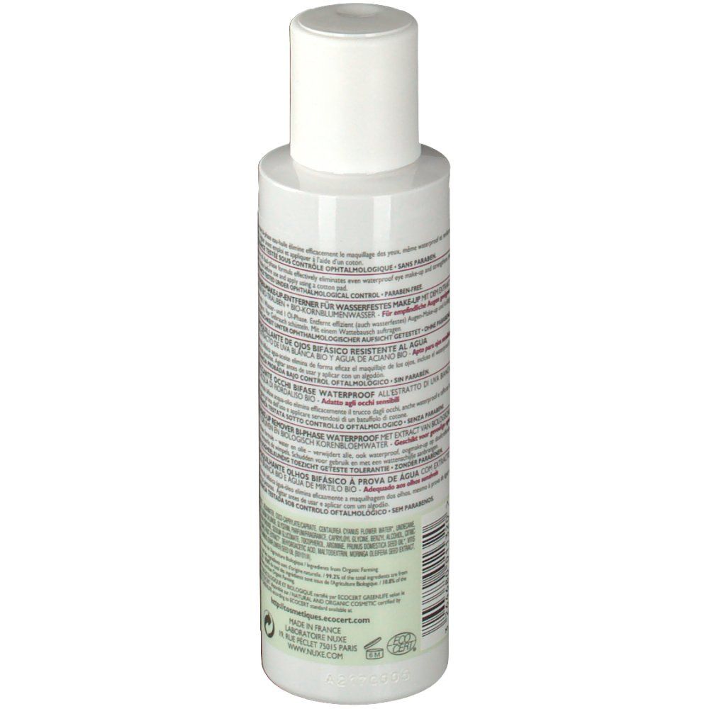 Flacone bianco con tappo bianco. Testo sul retro. Informazioni e ingredienti del prodotto.