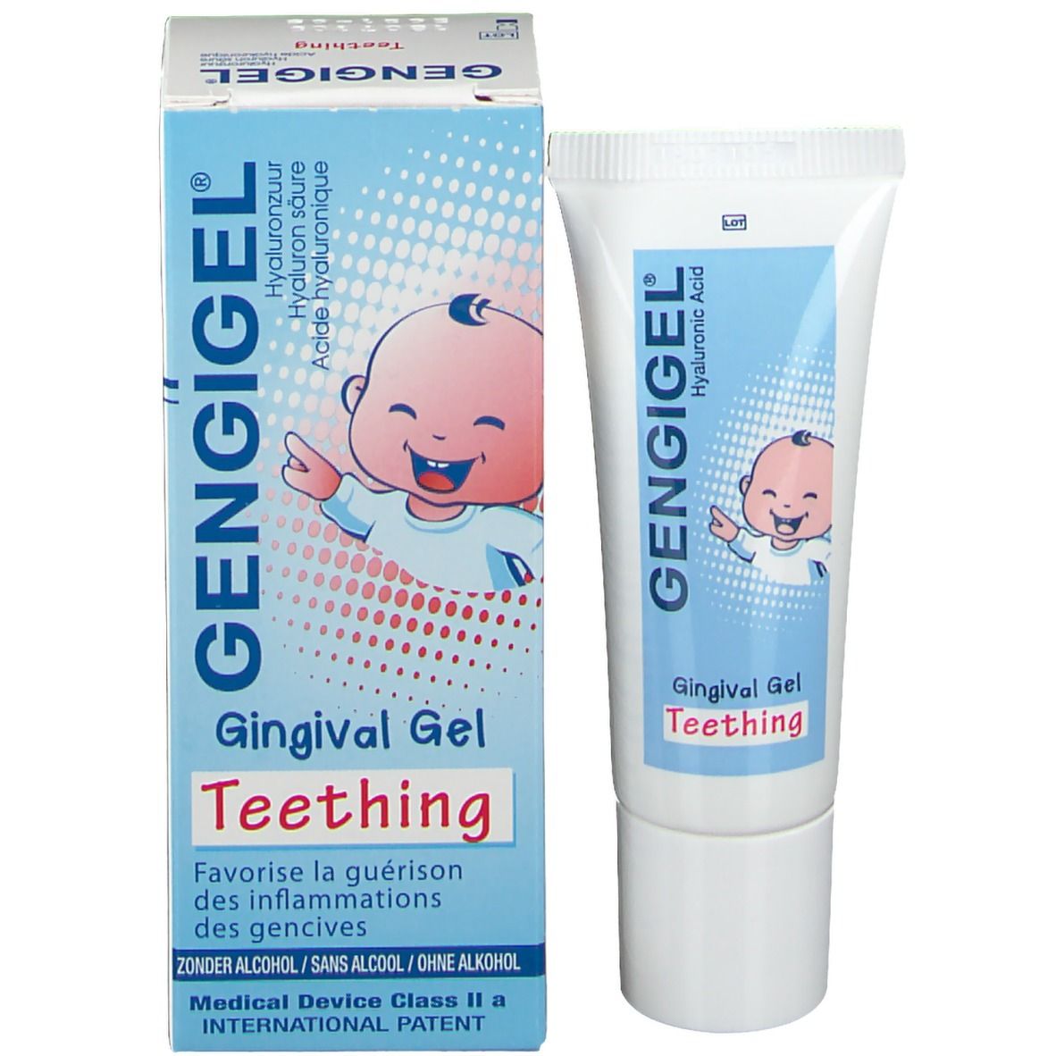 Gamma di prodotti Gengigel Daily Care. Diverse confezioni. Testo: Gel orale, collutorio, spray.