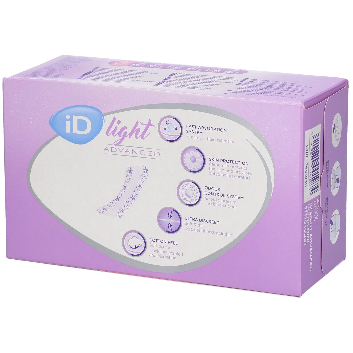 Confezione iD Light Ultra Mini Advanced. Scatola viola con logo del prodotto e descrizione delle caratteristiche.