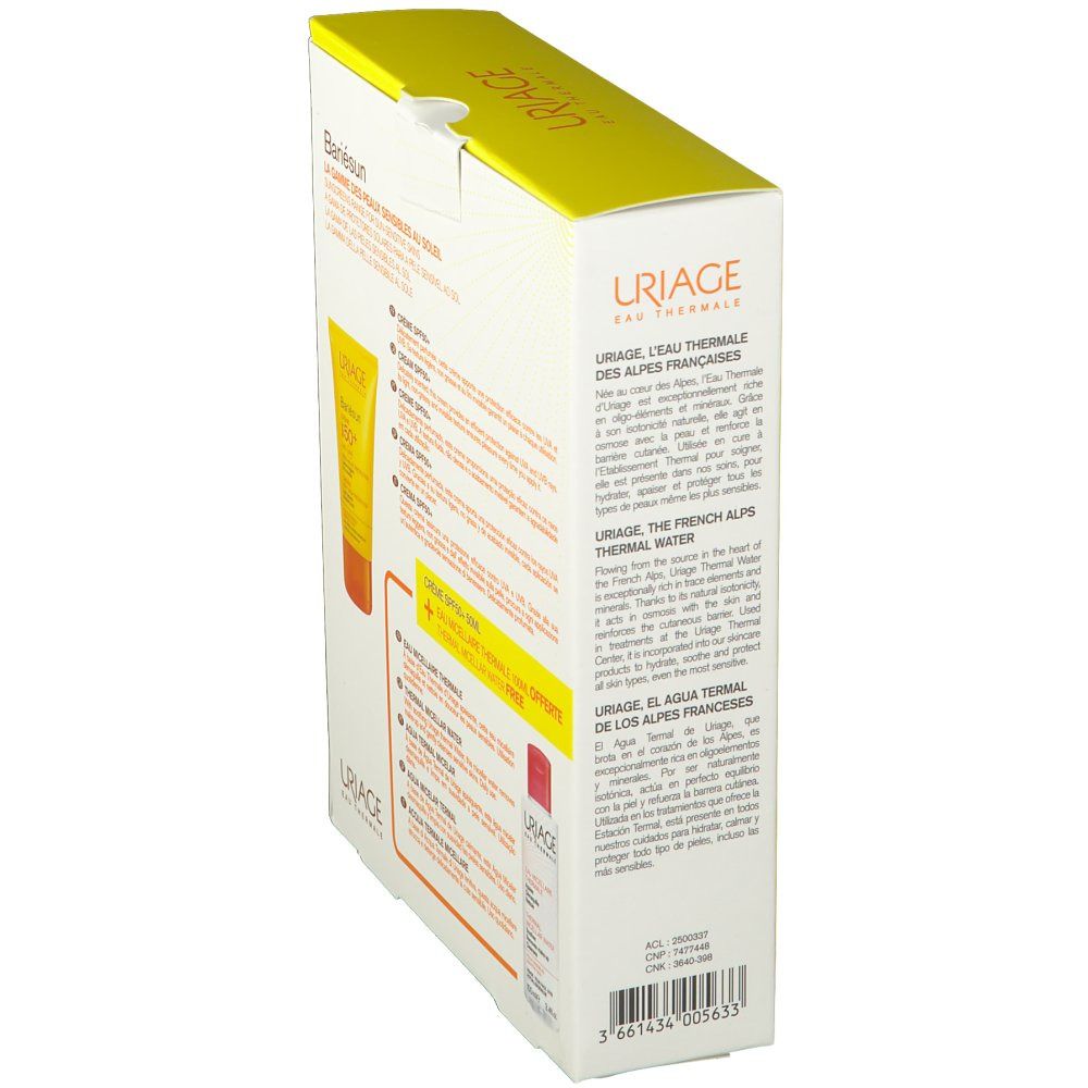Uriage Bariesun Sunscreen Parfum SPF50+ + FREE Micellar Water Combination Skin