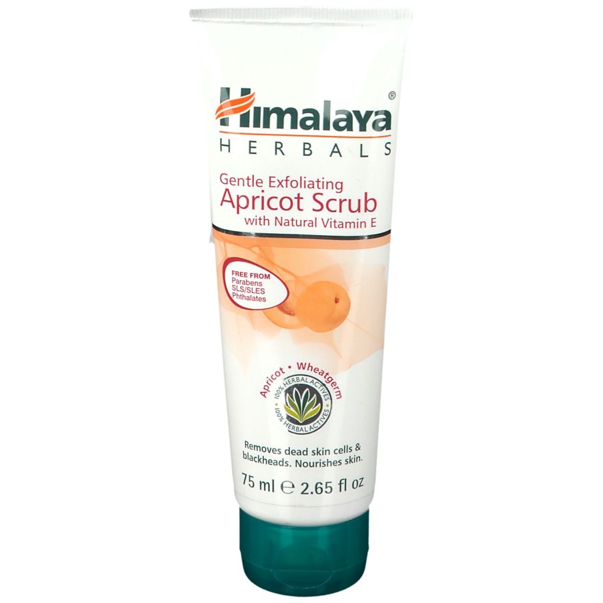 Tubo di scrub delicato all'albicocca Himalaya Herbals. Contiene vitamina E. 75 ml. Rimuove cellule morte e punti neri.