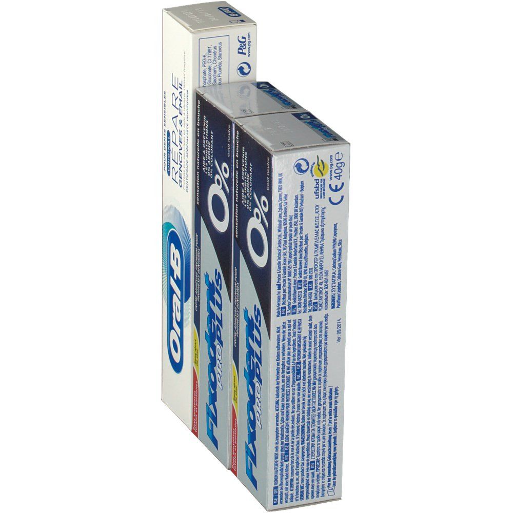 Fixodent Pro Plus 0% Adhesive Paste Duo + FREE Oral B Toothpaste