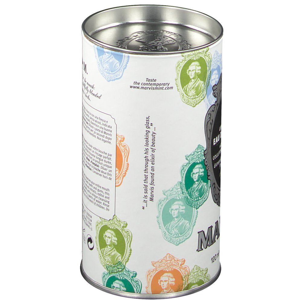 Scatola MARVIS 'Eau de Bouche'. Citazione. Indirizzo del sito web.