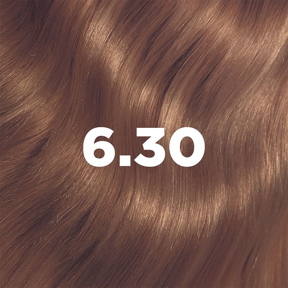 Ciocche di capelli color 6.30 Biondo Scuro Dorato, che mostrano il risultato della tintura LAZARTIGUE La Couleur Absolue.