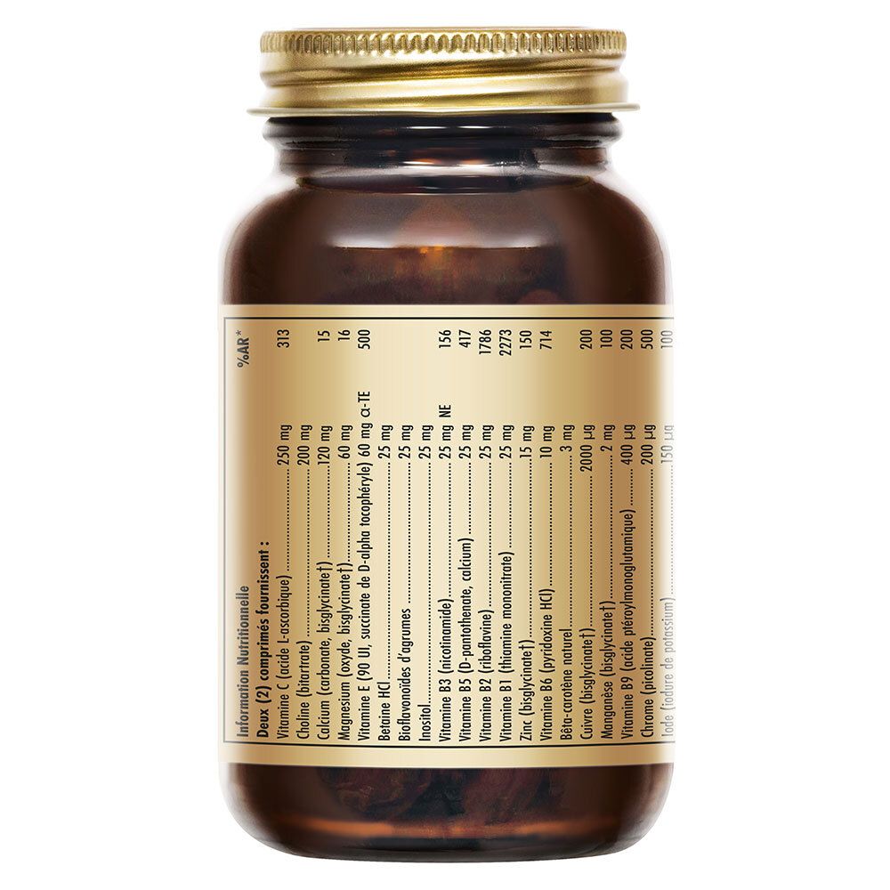 Retro del flacone. Etichetta con informazioni nutrizionali e del produttore.