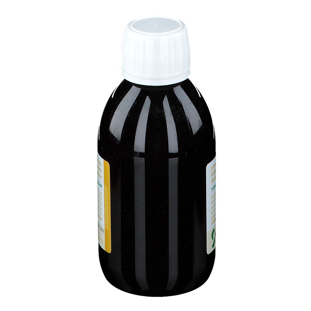 Liquido marrone in bottiglia con tappo bianco. Scritta: digesid liquid.