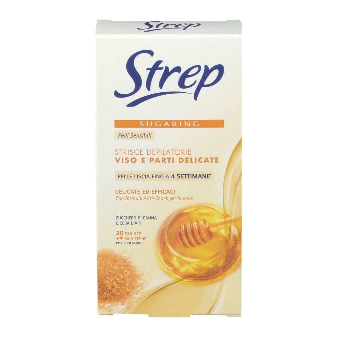 Strep Sugaring Strisce depilatorie viso e parti delicate, 20 pz