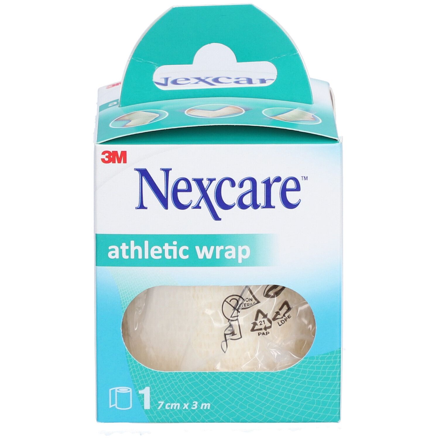 Nexcare Athletic Wrap. Benda elastica bianca in confezione. 7 cm x 3 m.