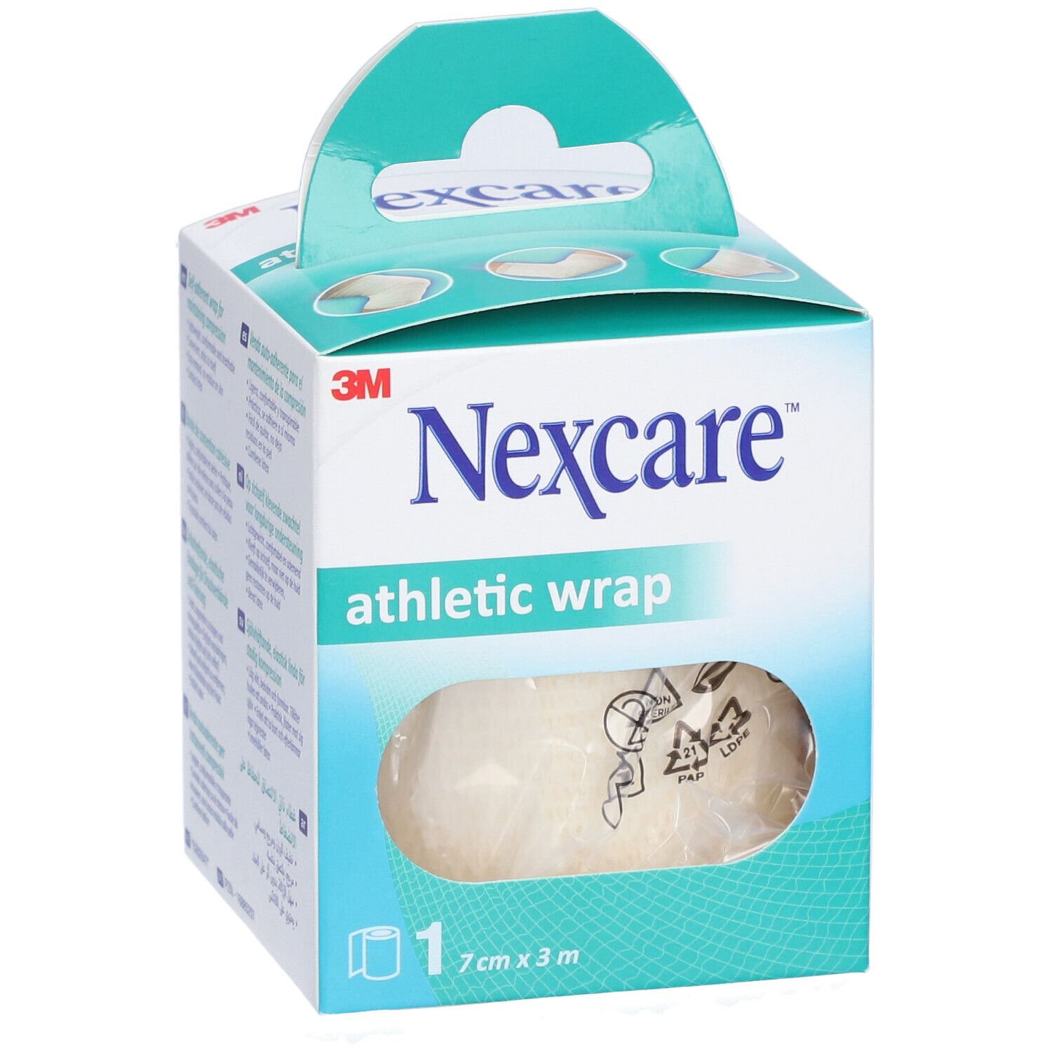 Nexcare Athletic Wrap. Benda elastica bianca in confezione. 7 cm x 3 m.