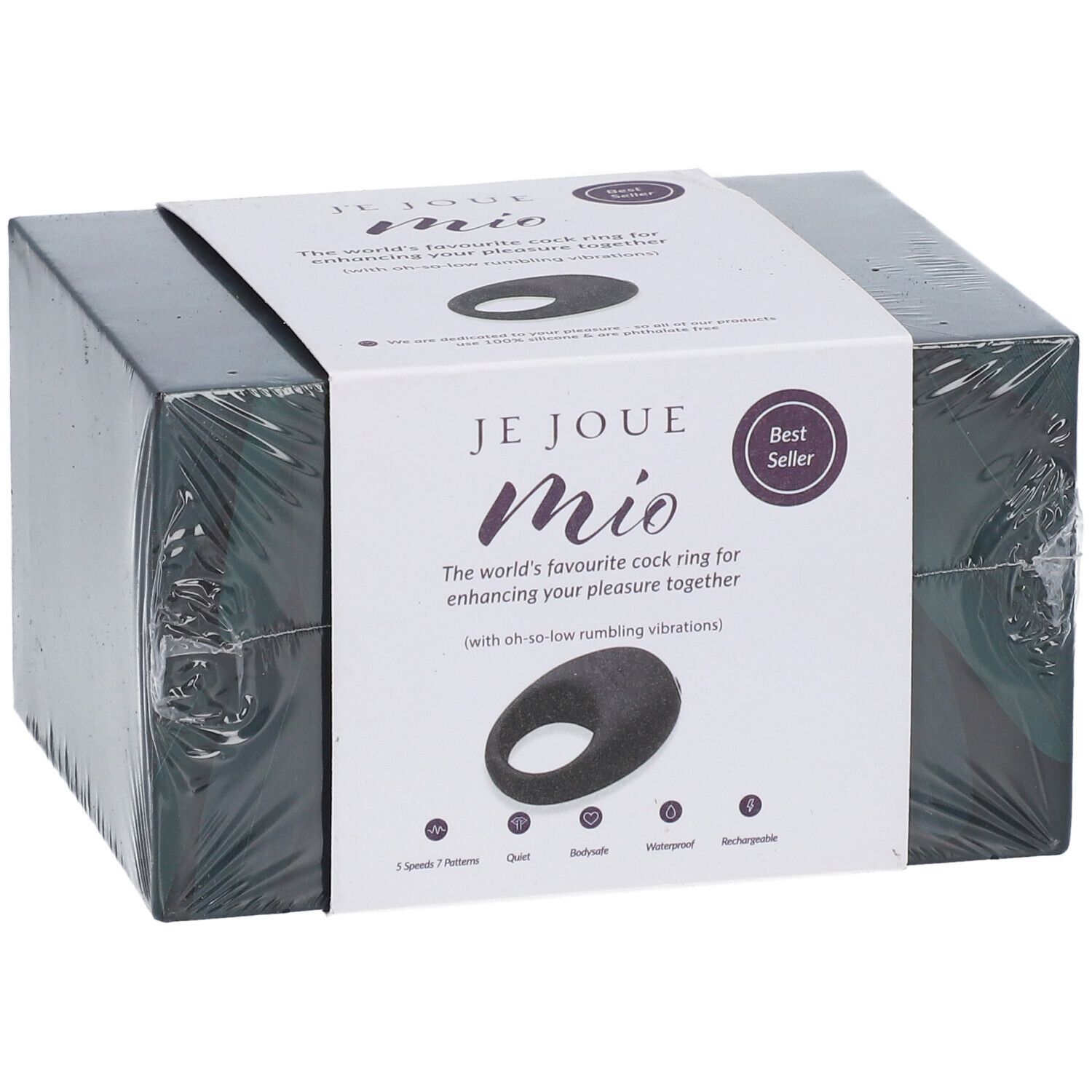 Confezione di un anello vibrante nero 'JE JOUE Mio'.