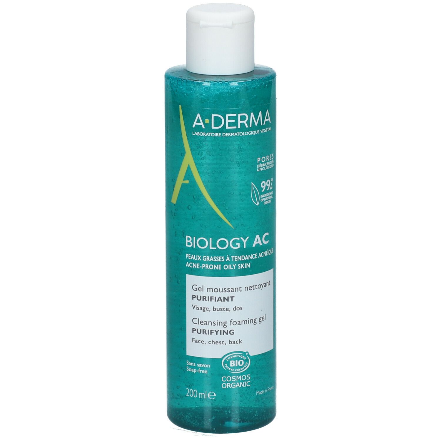A-Derma Biology AC gel detergente schiumogeno per pelli a tendenza acneica, 200ml.