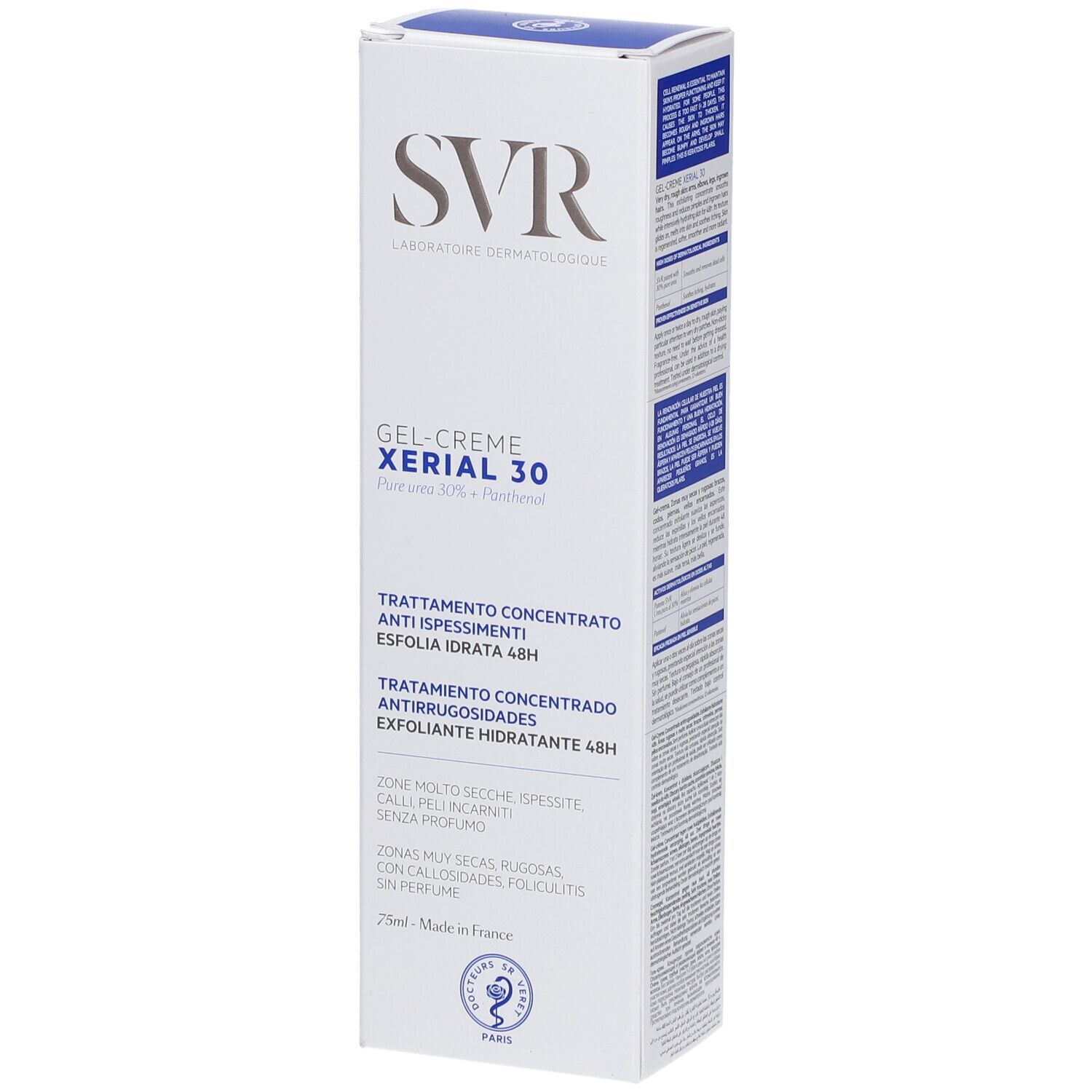 Confezione SVR Xerial 30 Gel-Crema, fronte con informazioni prodotto in italiano.